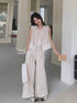 Women Classy Sleeves Lace Border Vest With Trouser Sets